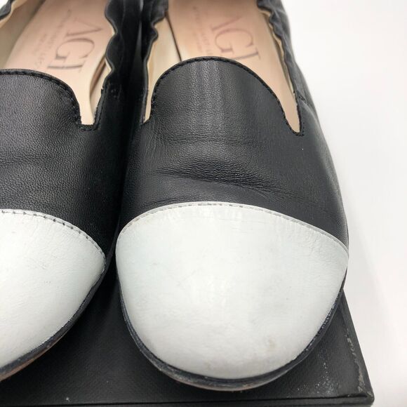 AGL Vero Cuoio Ballet Flats Women's size 7.5 Black White Leather Cap Toe - Picture 5 of 16